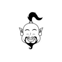 Laughing genie face happy smile fantasy design vector