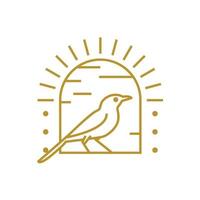 Mockingbird in the window line art logo design vector