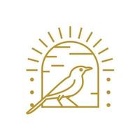 Mockingbird in the window line art logo design vector