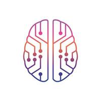 brain connect dot technology colorful gradient logo vector