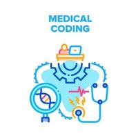 ilustración de color de concepto de vector de codificación médica