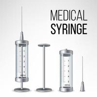 Glass Medical Syringe Isolated Vector. vector