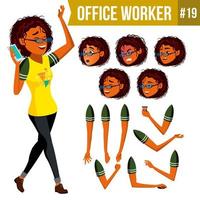 Office Worker Vector. Woman. Modern Employee, Laborer. Business Woman. Face Emotions, Various Gestures. Animation Creation Set. Flat Cartoon Illustration vector