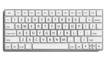 Desktop Keyboard Vector. Classic. Top View. Modern Computer Electronic Device. Isolated On White Illustration vector