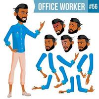 Arab Office Worker Vector. Thawb, Thobe. Ghutra. Face Emotions, Various Gestures. Animation Creation Set. Business Worker. Career. Professional Workman, Officer, Clerk. Illustration vector