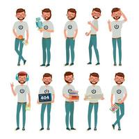 Geek Vector. Man. Isolated Flat Cartoon Character Illustration vector