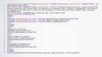 vector de código abstracto html. etiquetas de colores en la vista del navegador. código fuente. secuencia de comandos de computadora abstracta.