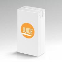 Juice Package Vector Realistic Mock Up. Carton Branding Box 1000 ml. White Empty Clean Cardboard Package Drink Juice Box Blank. Vector Illustration.