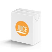 Juice Package Vector Realistic Mock Up Template. Carton Branding Box 200 ml. White Empty Clean Cardboard Package Drink Small Juice Box Blank Isolated. Vector Illustration.