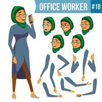 Office Worker Vector. Woman. Smiling Servant, Officer. Businessman Human. Lady Face Emotions, Various Gestures. Animation Creation Set. Isolated Flat Cartoon Character Illustration vector