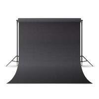 Empty Photo Studio Hromakey Vector. Modern Photo Studio. Black Backdrop Stand Tripods. Isolated Illustration vector