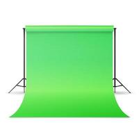 Empty Photo Studio Hromakey Vector. Modern Photo Studio. Green Backdrop Stand Tripods. Isolated Illustration. vector