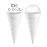 Ice Cream Cone Vector. For Ice Cream, Sour Cream. Clean Packaging. Food Bucket Cone Container. Isolated On White Background Illustration. vector