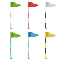 Golf Flags Vector. Realistic Flags Of The Golf Course. Isolated Illustration. vector