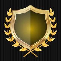 Golden Shield With Laurel Wreath. Vector Illustration