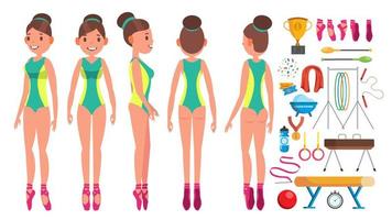 Gymnastics Female Vector. Beauty Performance. Sport. Choreography. Isolated Flat Cartoon Character Illustration vector