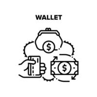 Wallet With Cash Vector Black Illustrations