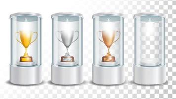 Transparent Glass Museum Showcase Podium vector