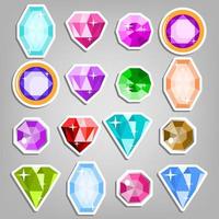 Colored Set Gems Vector. Bright Realistic Gemstones Icons. Different Cuts And Colors. Isolated Illustration vector