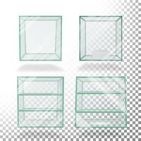 Empty Transparent Glass Box Cube Set Vector