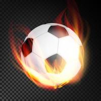 Football Ball Vector Realistic. Football Soccer Ball In Burning Style Isolated On Transparent Background