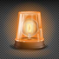 Orange Flasher Siren Vector. 3D Realistic Object. Light Effect. Rotation Beacon. Emergency Flashing Siren. Isolated On Transparent Background Illustration vector