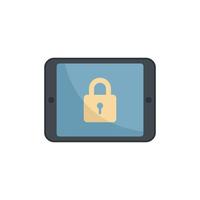 Tablet locking icon flat vector. Secure lock vector