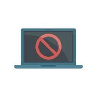 Blocked laptop icon flat vector. Block data vector