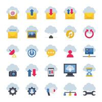 Flat color icons for cloud computing. vector