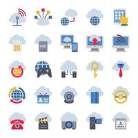 Flat color icons for cloud computing. vector