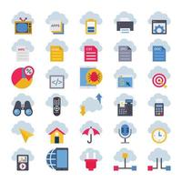 Flat color icons for cloud computing. vector