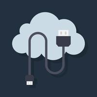 Cloud Plugin - Flat color icon. vector