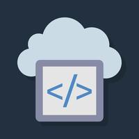 Cloud Coding - Flat color icon. vector