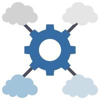 Cloud Network Setting - Flat color icon. vector