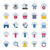 Flat color icons for cloud computing. vector