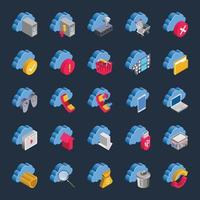 Isometric 3d icons for cloud computing. vector