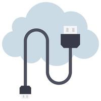 Cloud Plugin - Flat color icon. vector