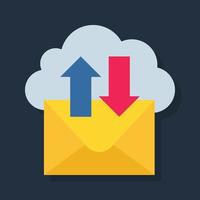 Transfer Email - Flat color icon. vector