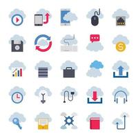 Flat color icons for cloud computing. vector