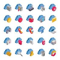 Isometric 3d icons for cloud computing. vector