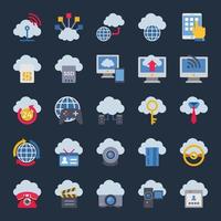 Flat color icons for cloud computing. vector