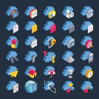 Isometric 3d icons for cloud computing. vector