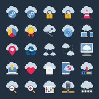 Flat color icons for cloud computing. vector