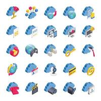 Isometric 3d icons for cloud computing. vector