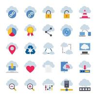 iconos de color plano para computación en la nube. vector