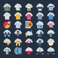 Flat color icons for cloud computing. vector