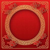 Chinese background, decorative classic festive red background and gold frame, vector illustration