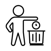 People icon illustration with trash can and clock. waste of time. Simple vector design editable