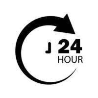 Clock icon illustration with arrow and 24 hour. suitable for 24 hour icon. simple vector design editable