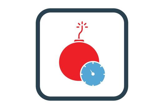 Bomb icon illustration with clock. suitable for deadline icon. solid icon style. Simple vector design editable